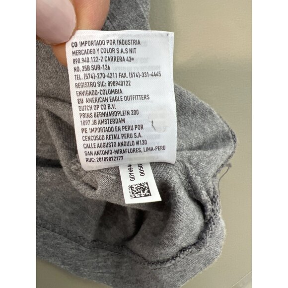 American Eagle Crewneck Long Sleeve T Shirt Mens Small Standard Fit Gray Active - Picture 9 of 11